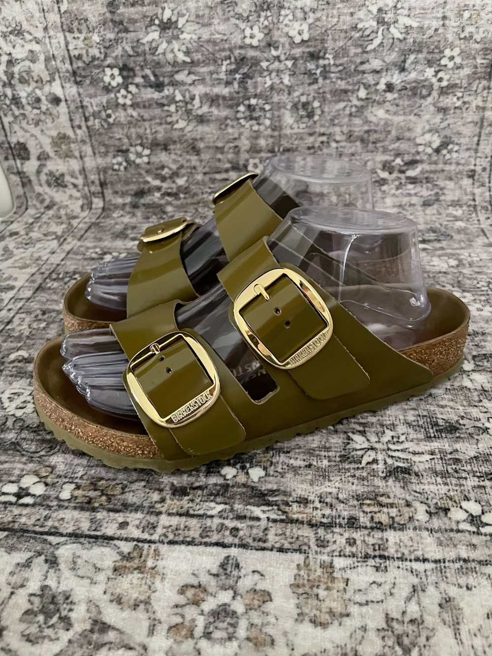 Birkenstock Big Buckle High Shine Leather Green Size 39 Regular Width - Picture 1 of 10